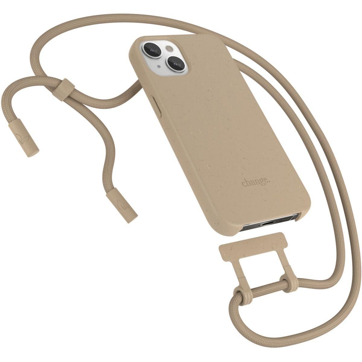 WOODCESSORIES Coque avec cordon iPhone 14 Plus Tour de cou Taupe