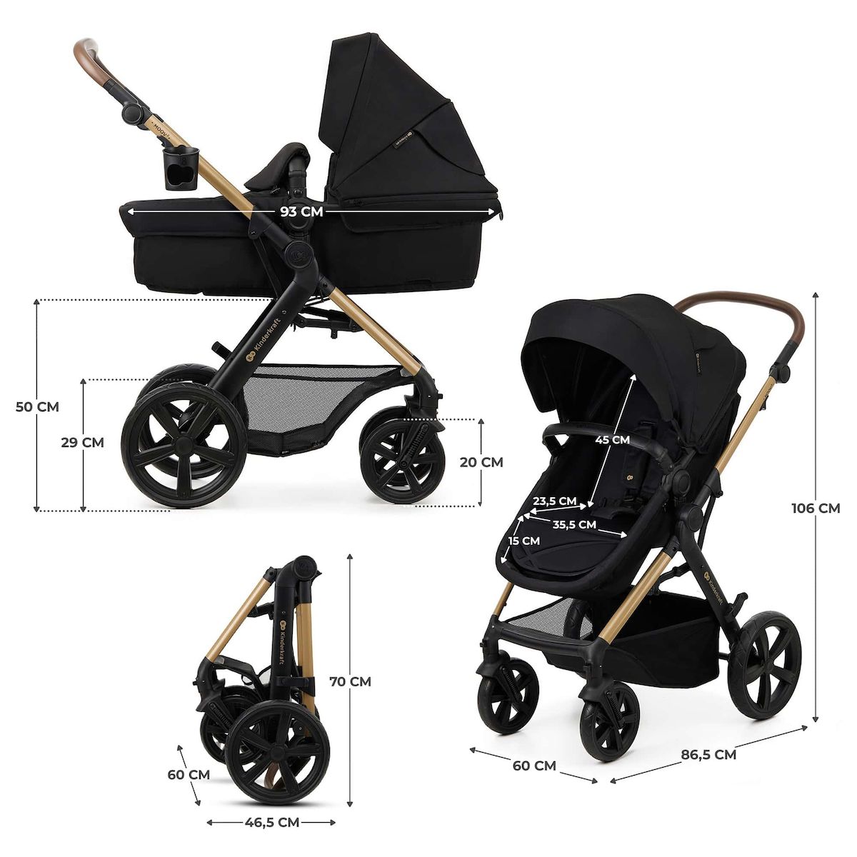KINDERKRAFT Poussette trio moov 2 pratique et confortable
