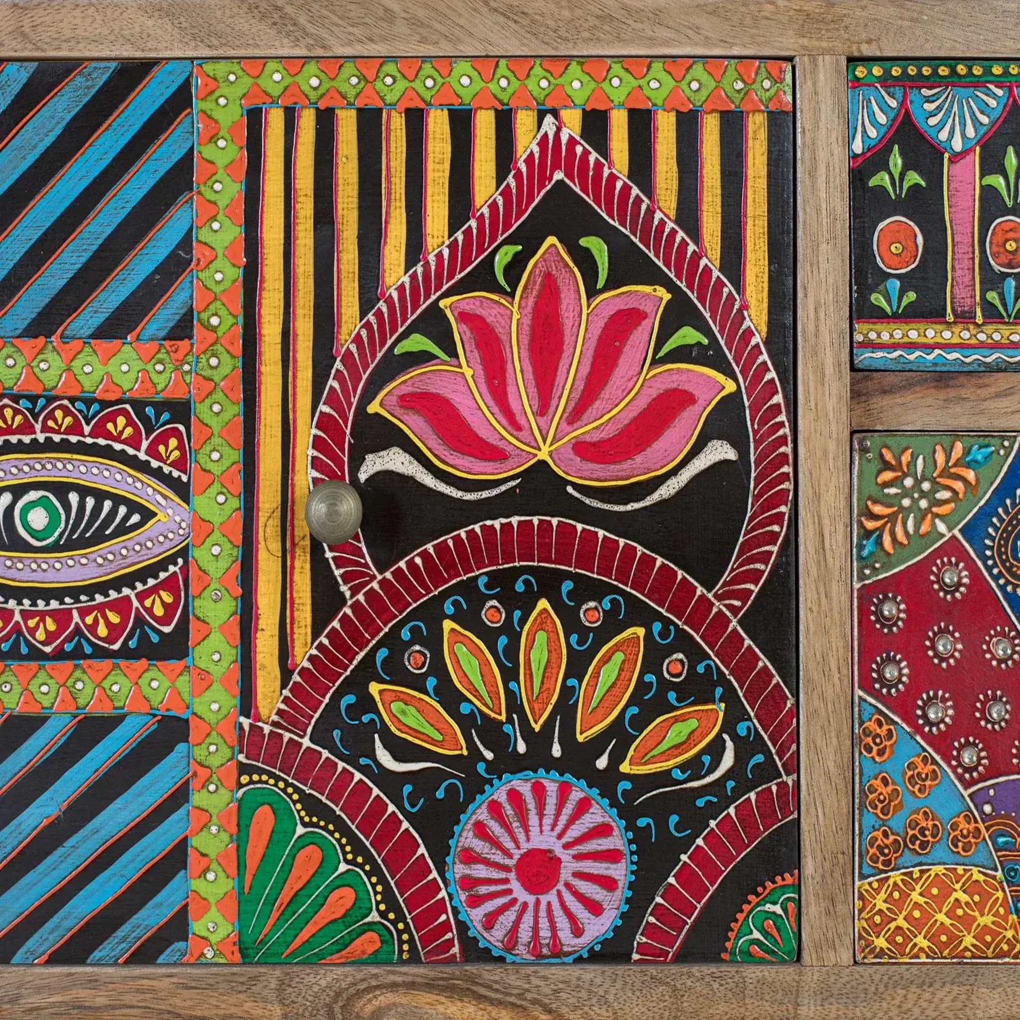 Voir la diapositive 4 : GINER Y COLOMER SL Console en bois de manguier 100 cm style boho ethnique