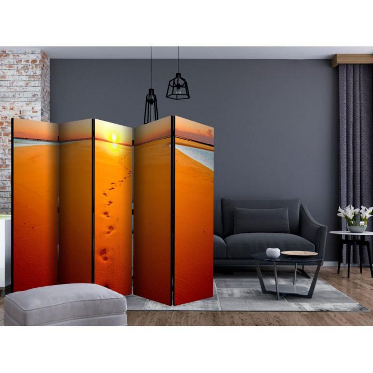 Paris Prix Paravent 5 Volets  Footprints in the Sand  172x225cm