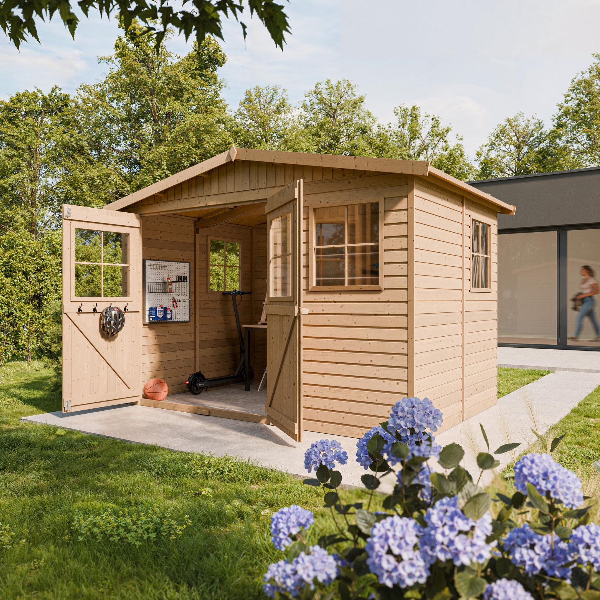 Voir la diapositive 6 : TIMBELA Abri de Jardin en Bois - H226x324x216 cm/6 m² M334
