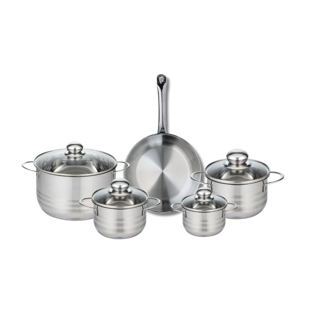 ELO Ensemble de 1 Poêle de cuisson 24 cm et 4 faitouts 12, 14, 16 et 20 cm Elo Profi Brillant