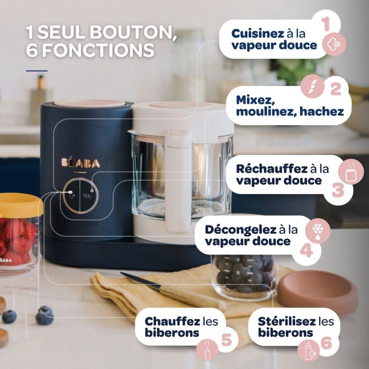 BEABA Mixeur Cuiseur Bébé Babycook neo night blue