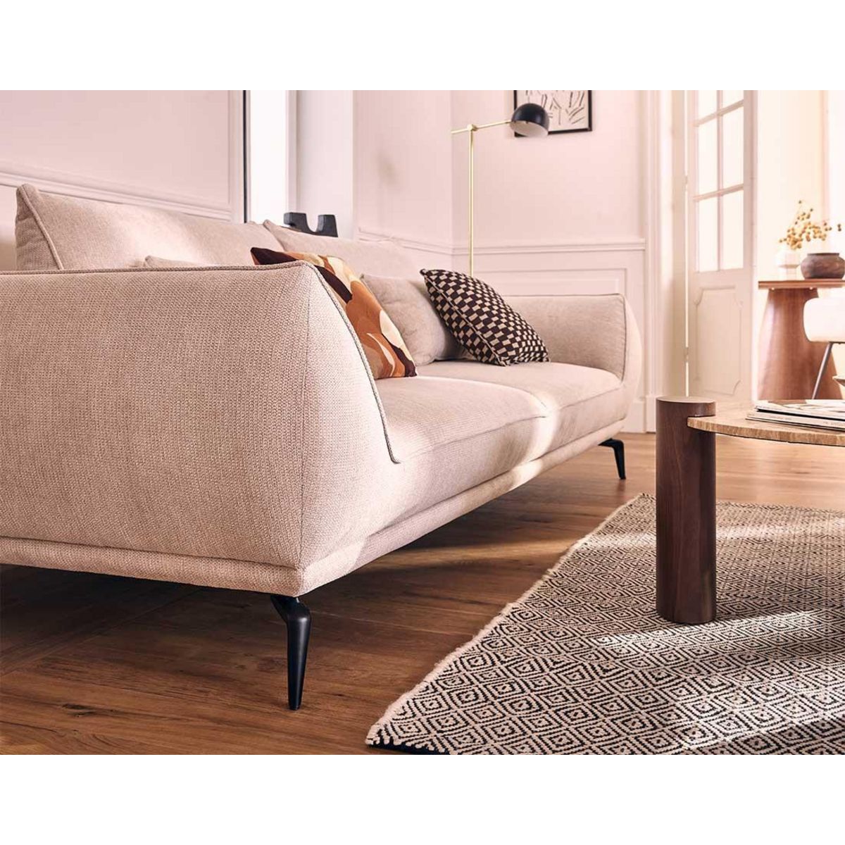 LISA DESIGN Arica - canapé droit 3 places convertible en tissu texturé