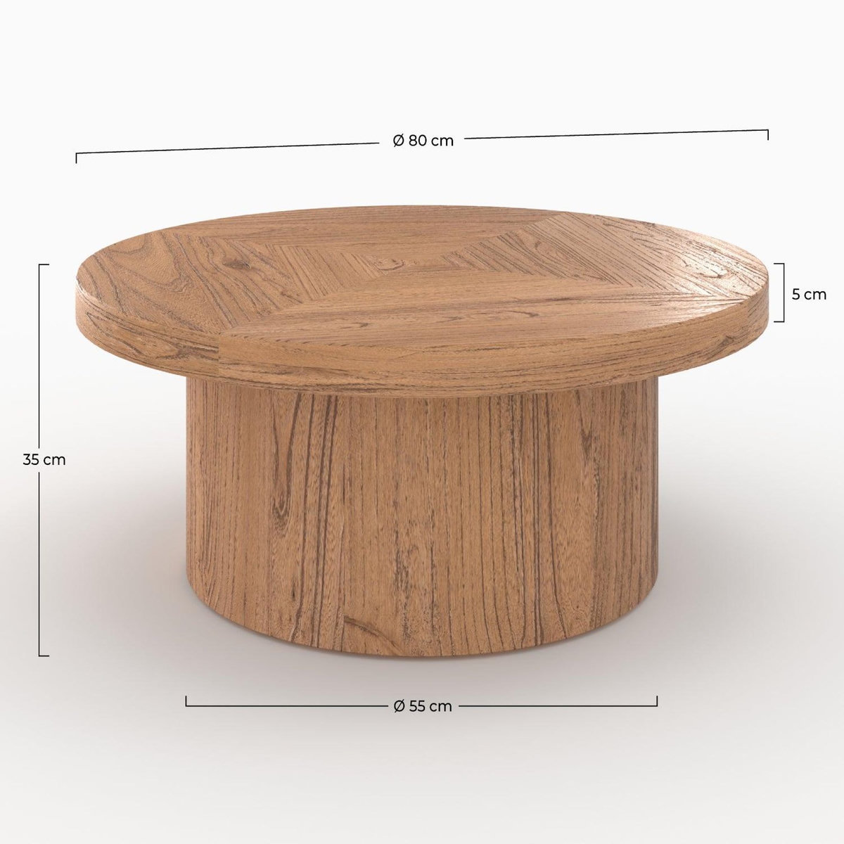 Rendez vous déco Table basse ronde en bois d'orme D80 cm-Garance