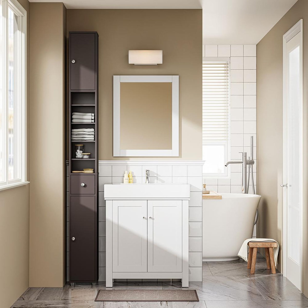 SOBUY SoBuy - Colonne De Salle De Bain à un tiroir - Fonctionnel - BZR34-II