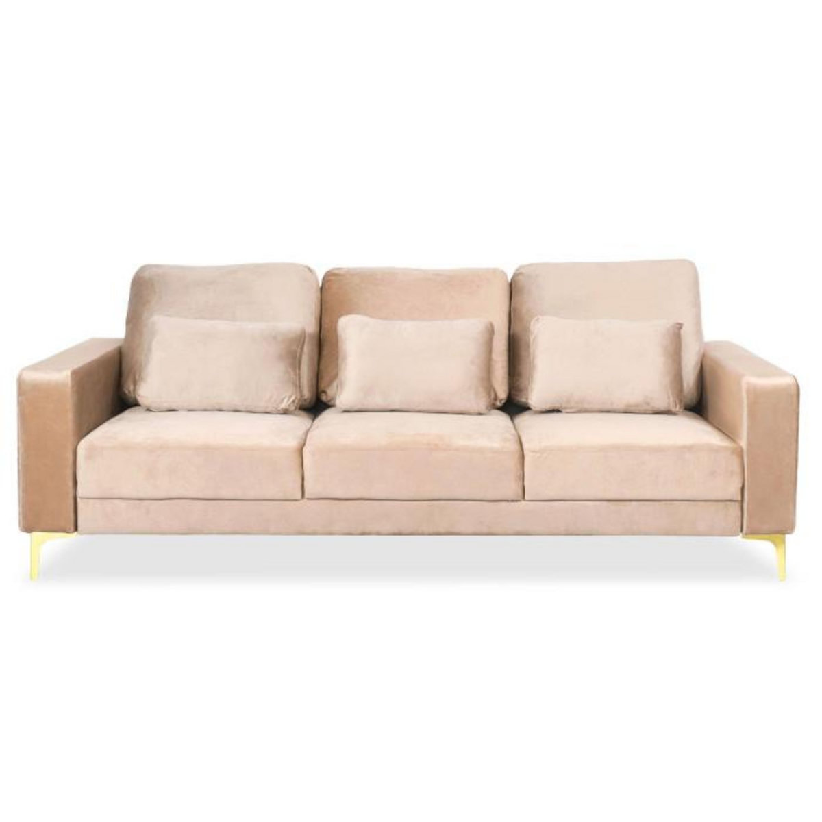 Paris Prix Canapé 3 Places en Velours  Ignacio  220cm Taupe