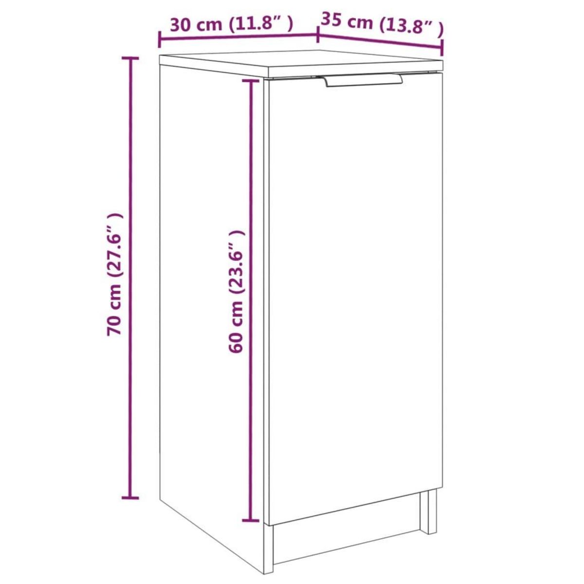 VIDAXL Armoire a chaussure Blanc brillant 30x35x70cm Bois d'ingenierie
