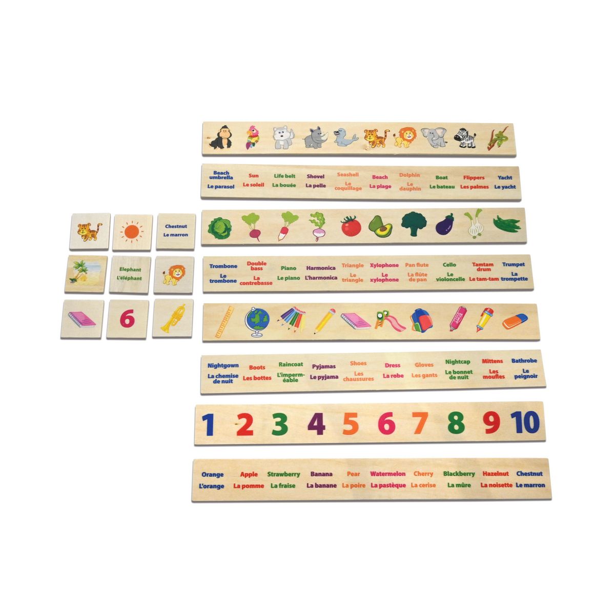 Lexibook Ma boîte à vocabulaire – Boîte de tri en bois bilingue Français / Anglais