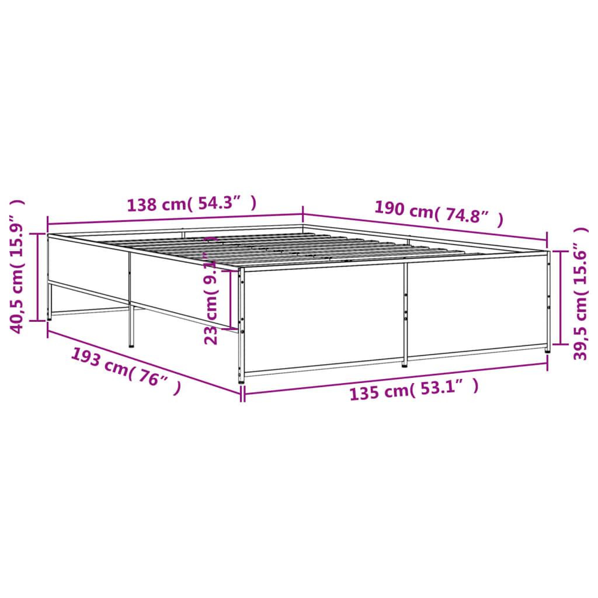 Voir la diapositive 6 : VIDAXL Cadre de lit sans matelas chene fume 135x190 cm