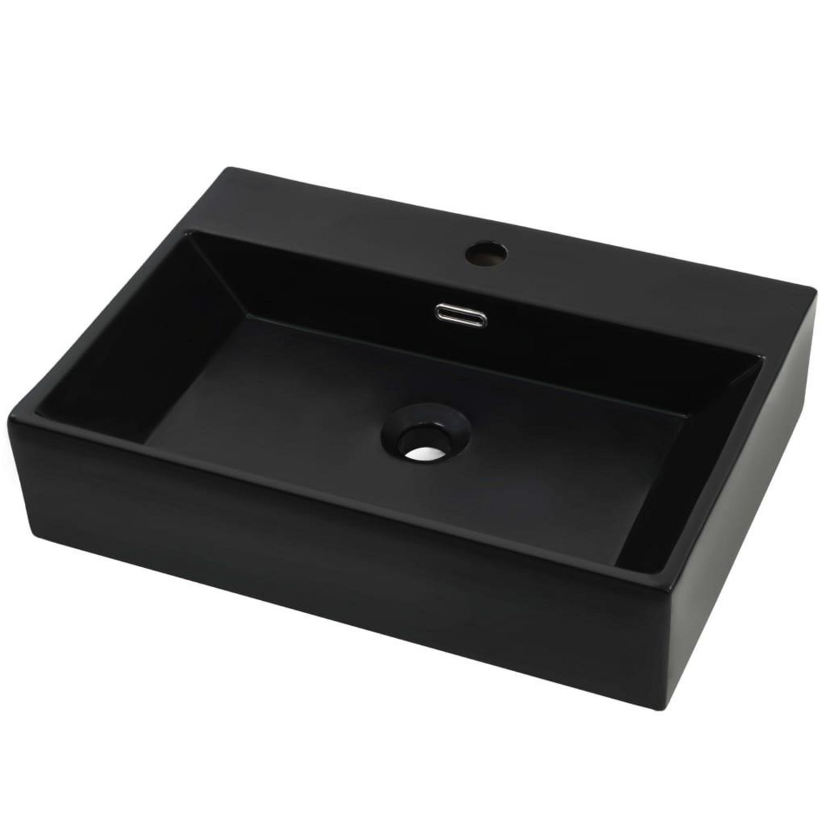 VIDAXL Vasque avec trou de robinet en ceramique Noir 60,5x42,5x14,5 cm