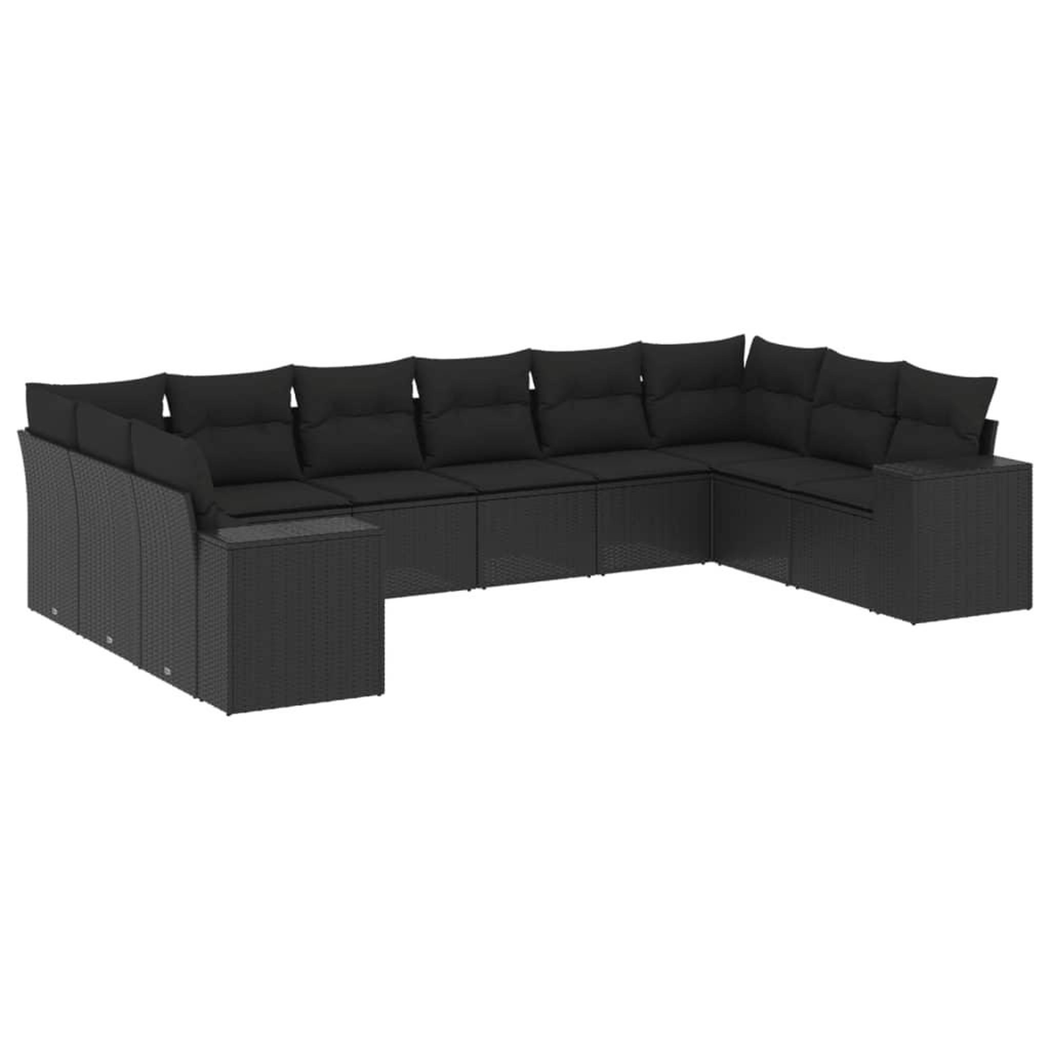 Voir la diapositive 2 : VIDAXL Salon de jardin 10 pcs avec coussins noir resine tressee