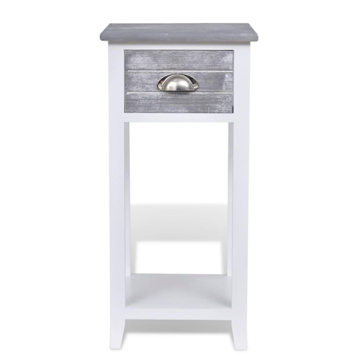 VIDAXL Table de chevet avec 1 tiroir Gris et blanc