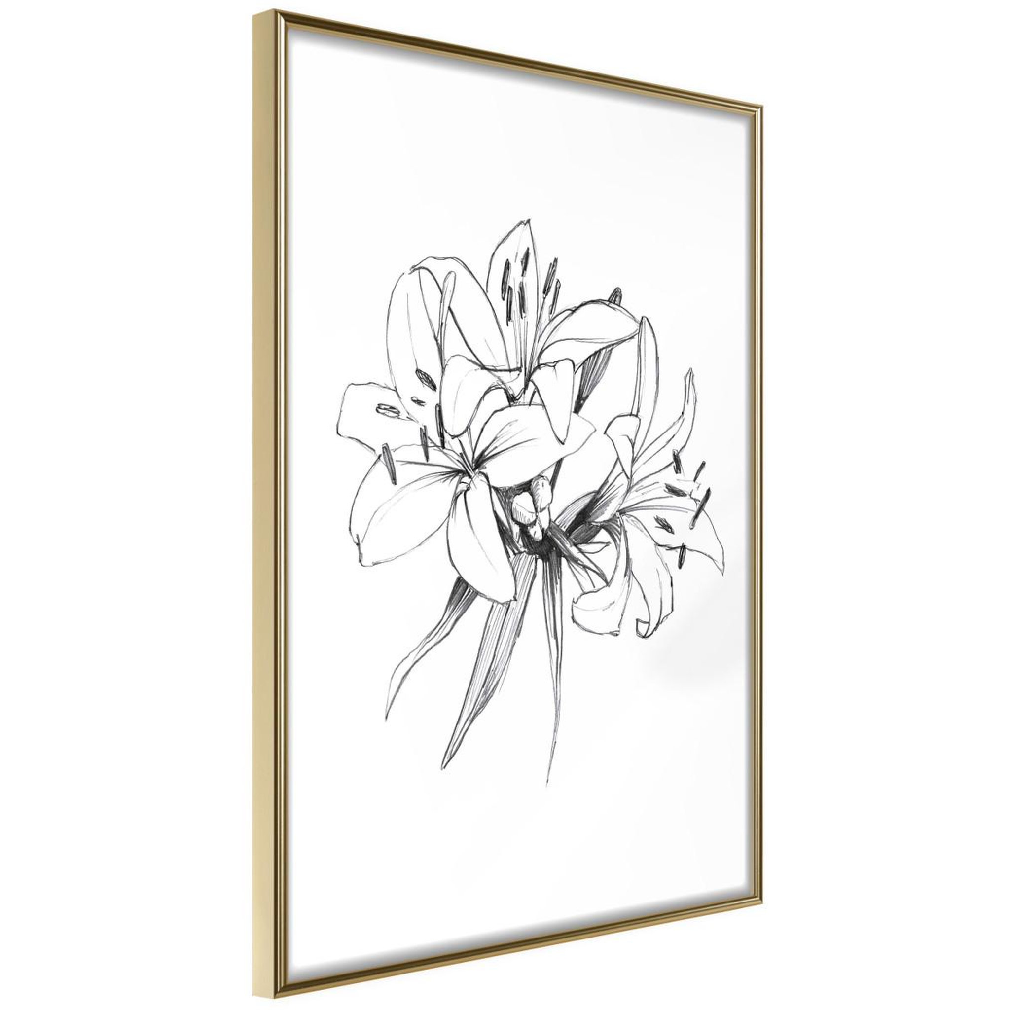 Voir la diapositive 1 : Paris Prix Affiche murale encadrée  sketch of lillies