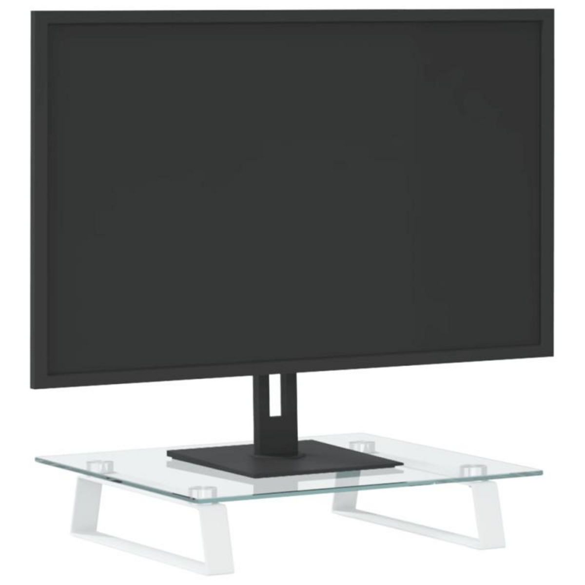 VIDAXL Support de moniteur blanc 40x35x8 cm verre trempé et métal