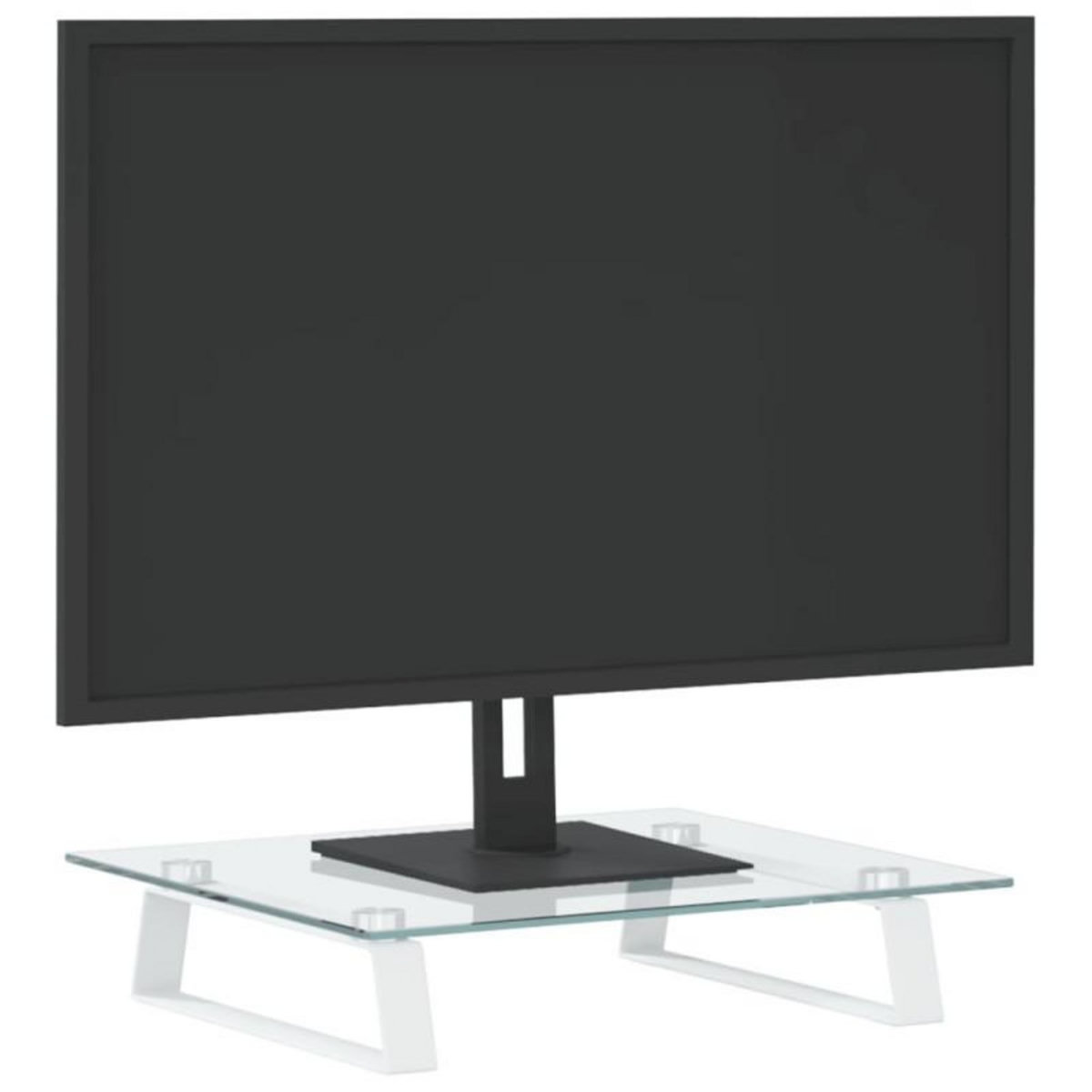 VIDAXL Support de moniteur blanc 40x35x8 cm verre trempé et métal