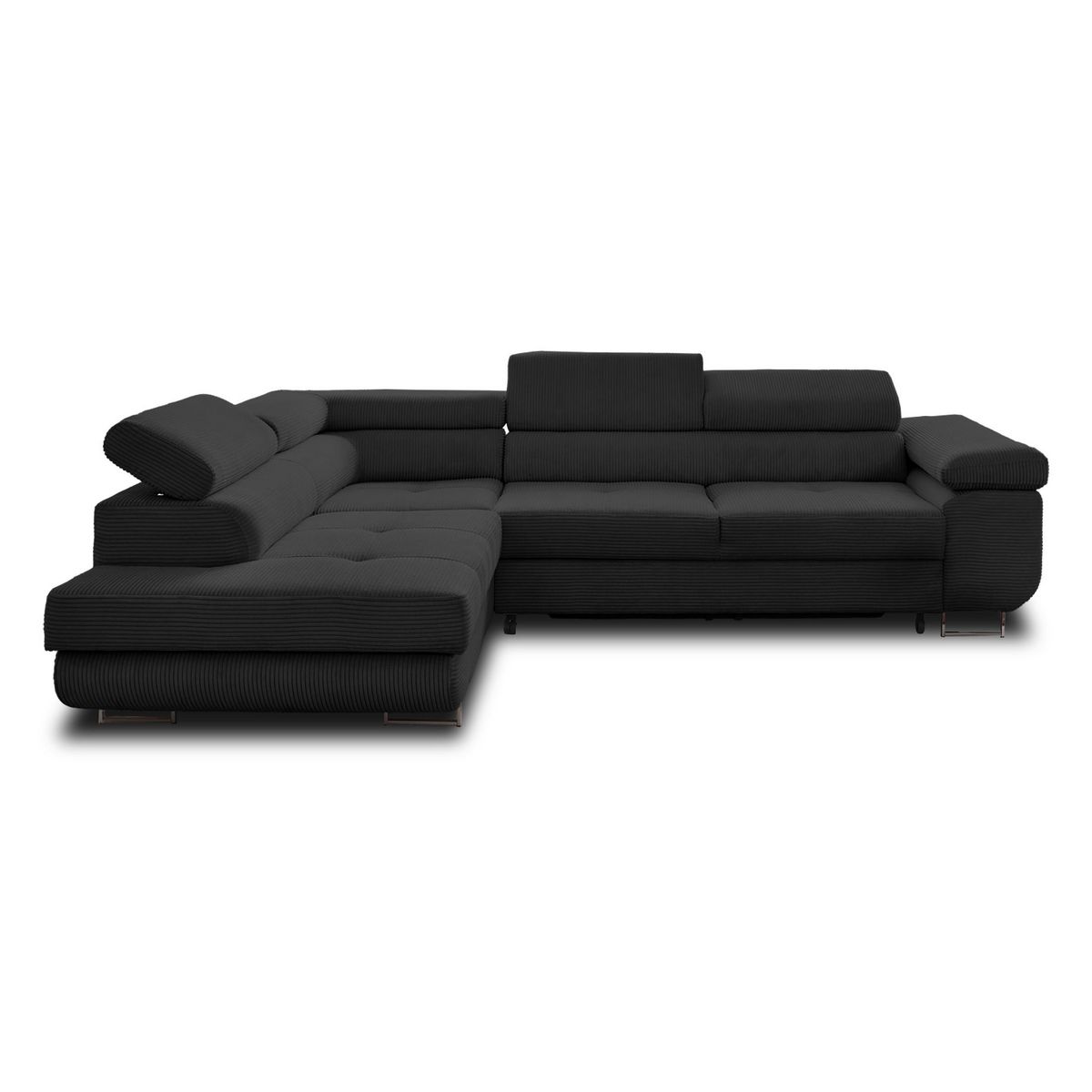 BEST MOBILIER Zaria - canapé d'angle gauche - convertible avec coffre et têtières réglables - 5 places - en velours côtelé