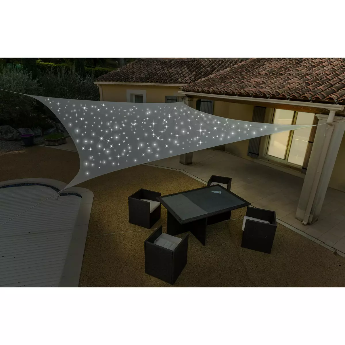  Voile d'ombrage solaire 200 Led 3x4m taupe WERKA PRO