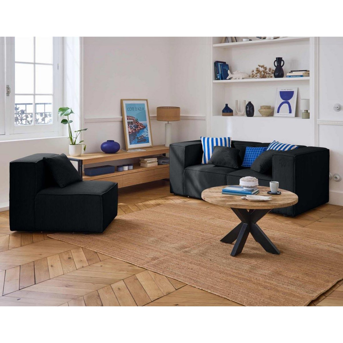 LISA DESIGN Arty - canapé modulable 3 places - en velours côtelé