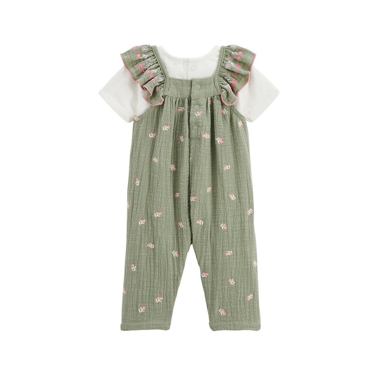 Petit Béguin Ensemble salopette bébé en gaze de coton et t-shirt Anaelle