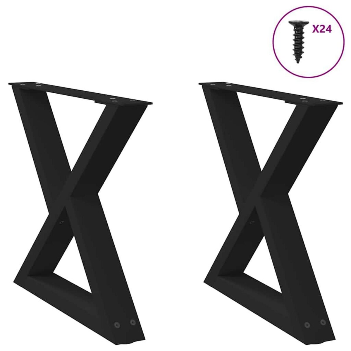 VIDAXL Pieds de table basse 2 pcs noir 60x(42-43,3) cm acier