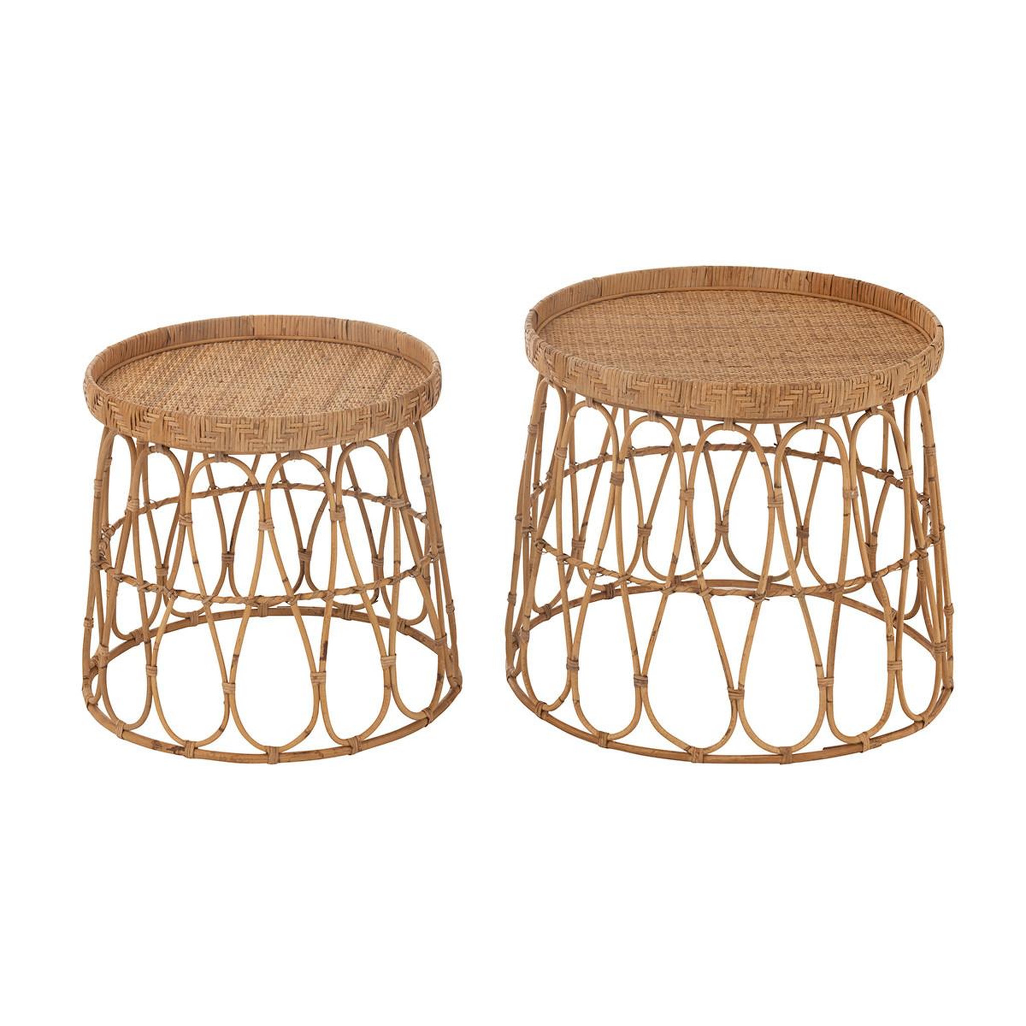 Voir la diapositive 2 : J-LINE Lot de 2 tables d'appoint en rotin  sonny  50cm naturel