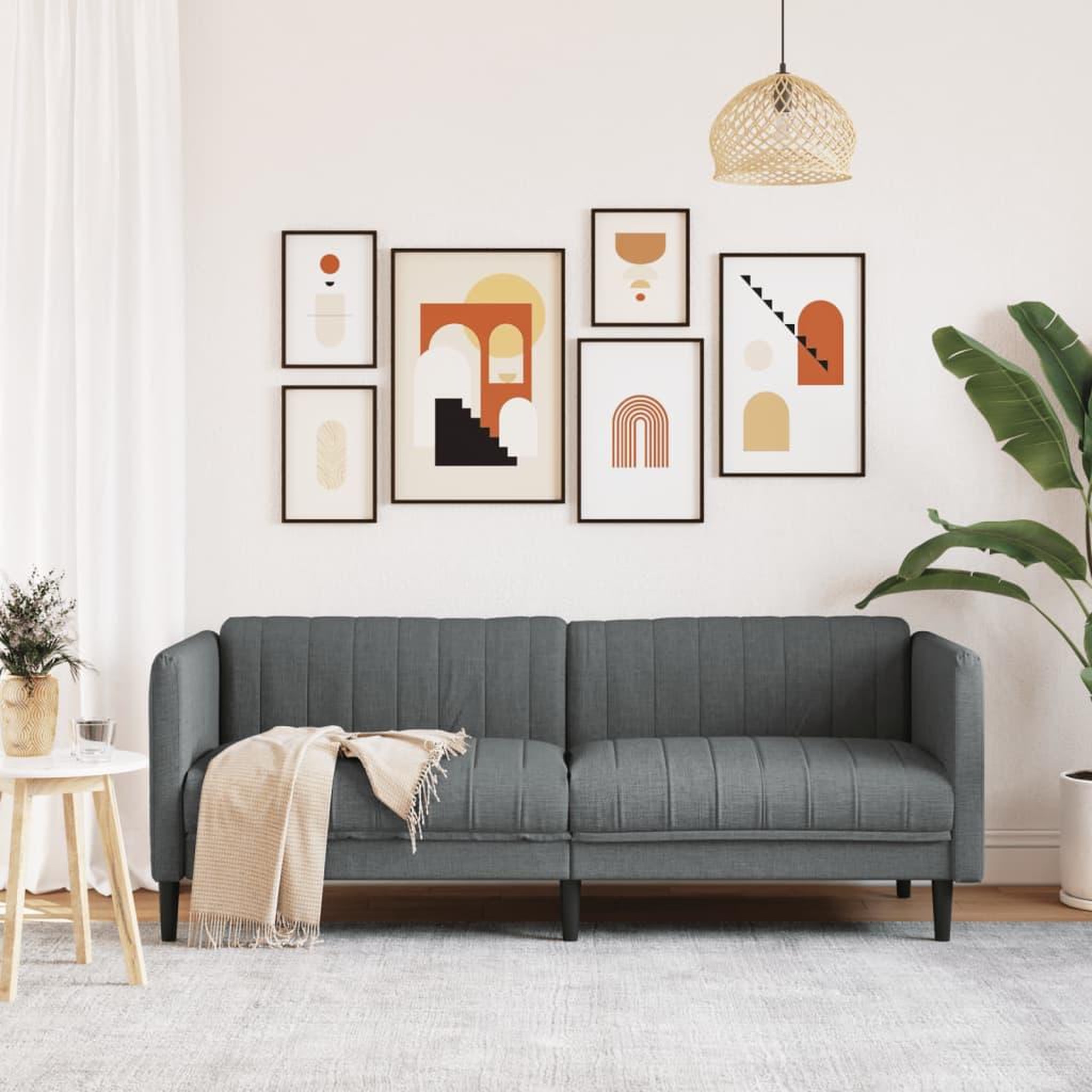 Voir la diapositive 3 : VIDAXL Canape a 3 places gris fonce tissu