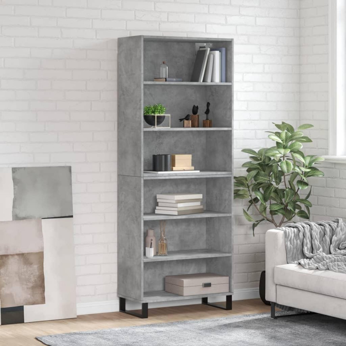VIDAXL Buffet gris beton 69,5x32,5x180 cm bois d'ingenierie