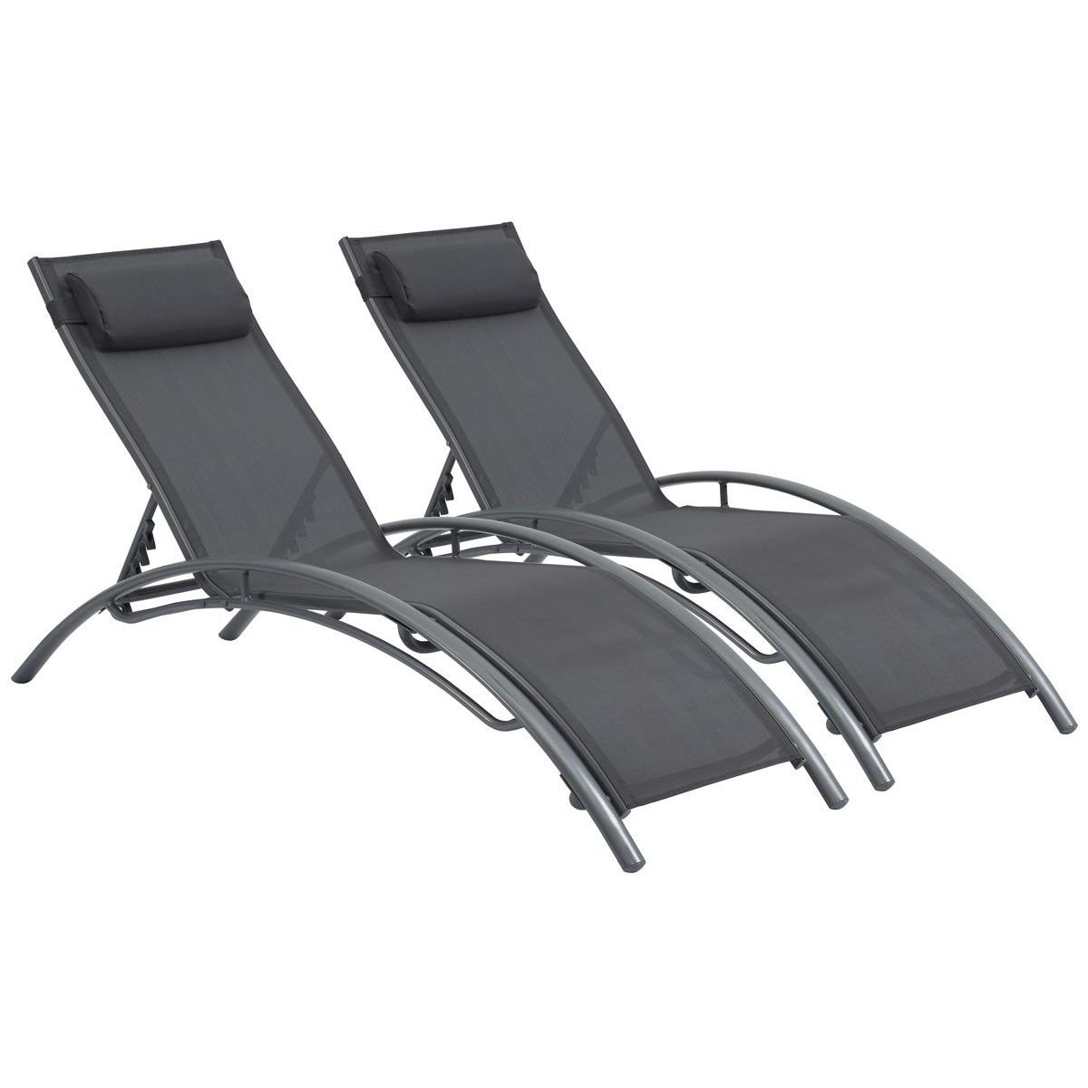 Habitat et Jardin Bain de soleil en aluminium  Beauty  - Phoenix - Gris foncé / Argenté - Lot de 2