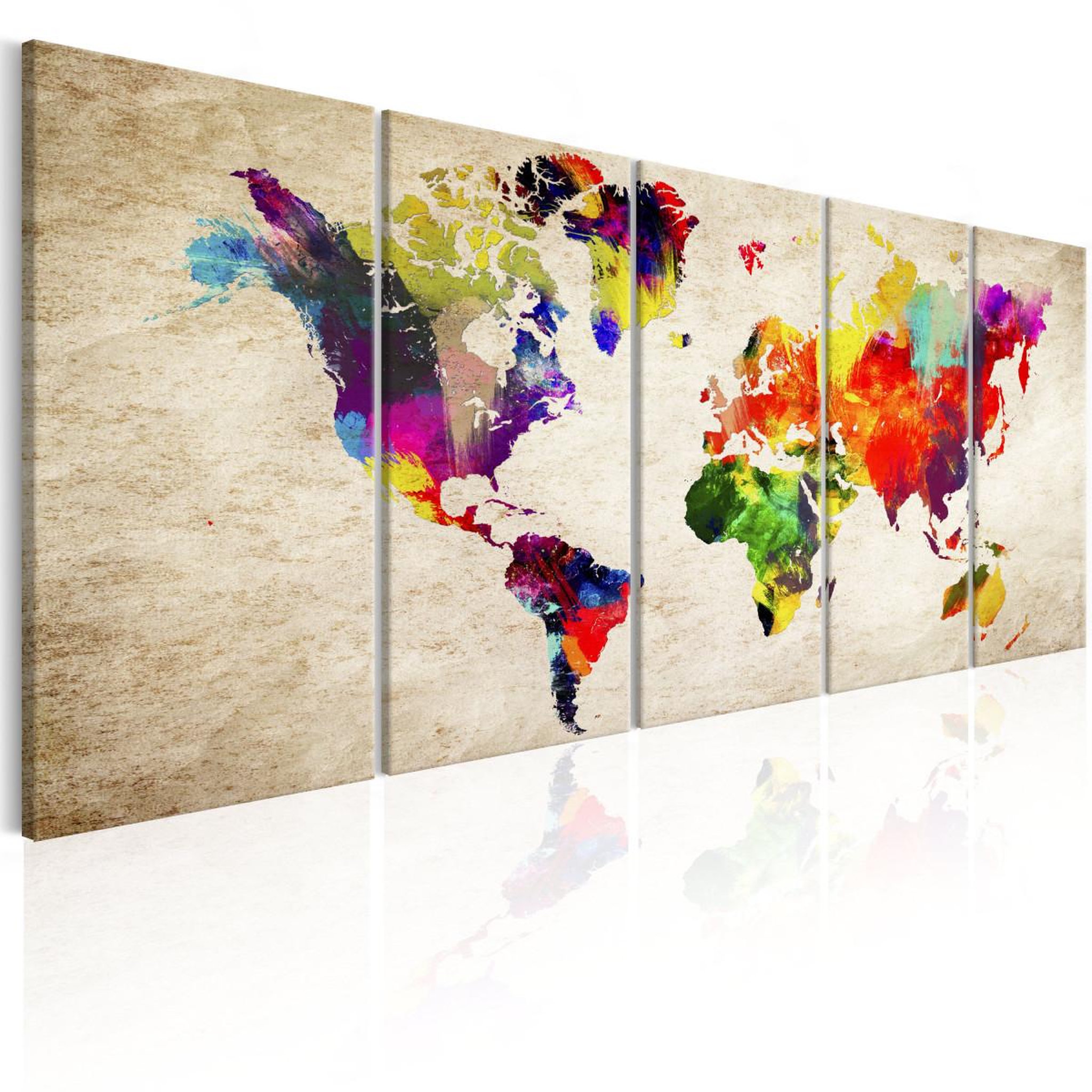 Paris Prix Tableau imprimé  world map : painted world. Coloris disponibles : Multicolore