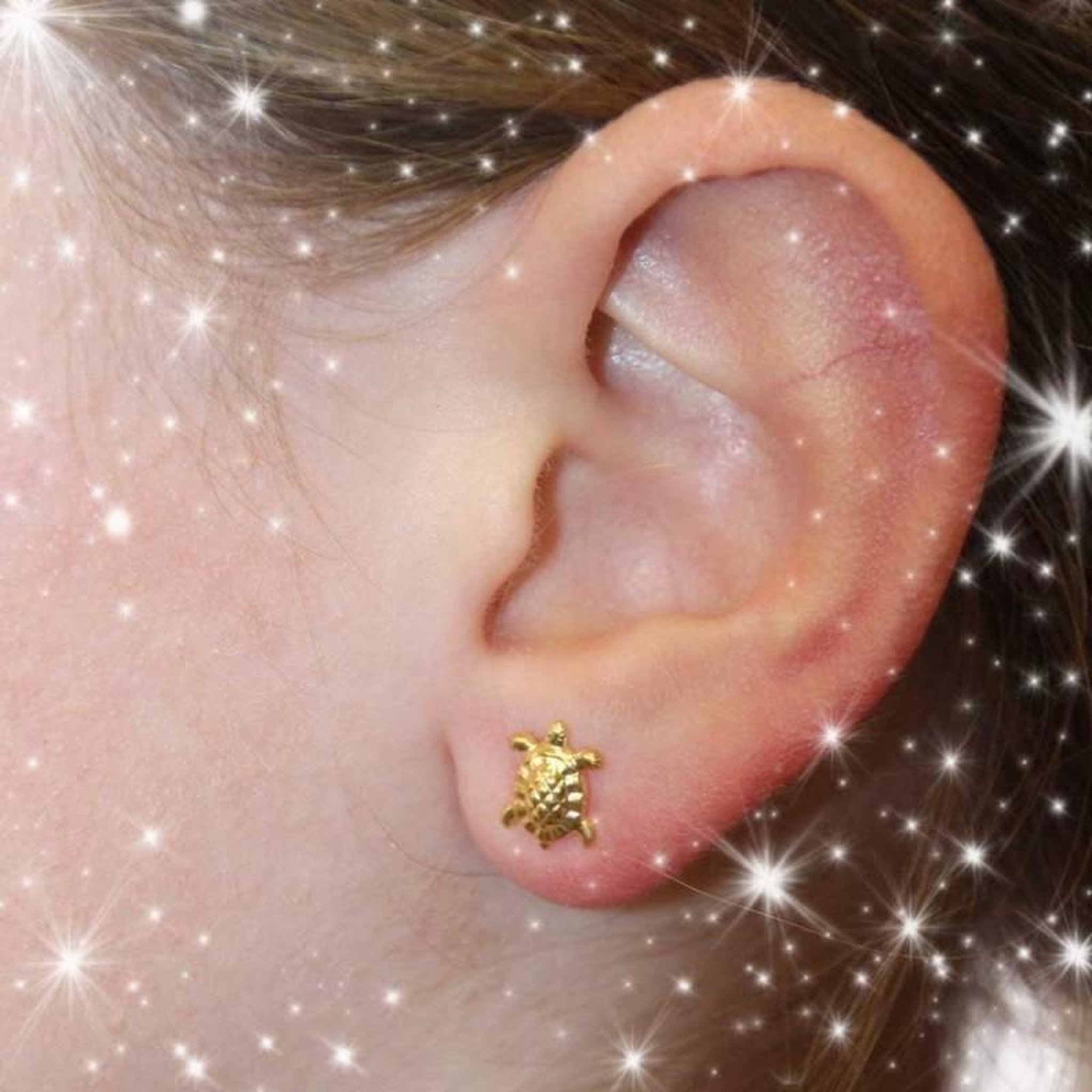 Voir la diapositive 4 : L'ATELIER D'AZUR Boucles d'Oreilles Tortue - Or Jaune - Enfant