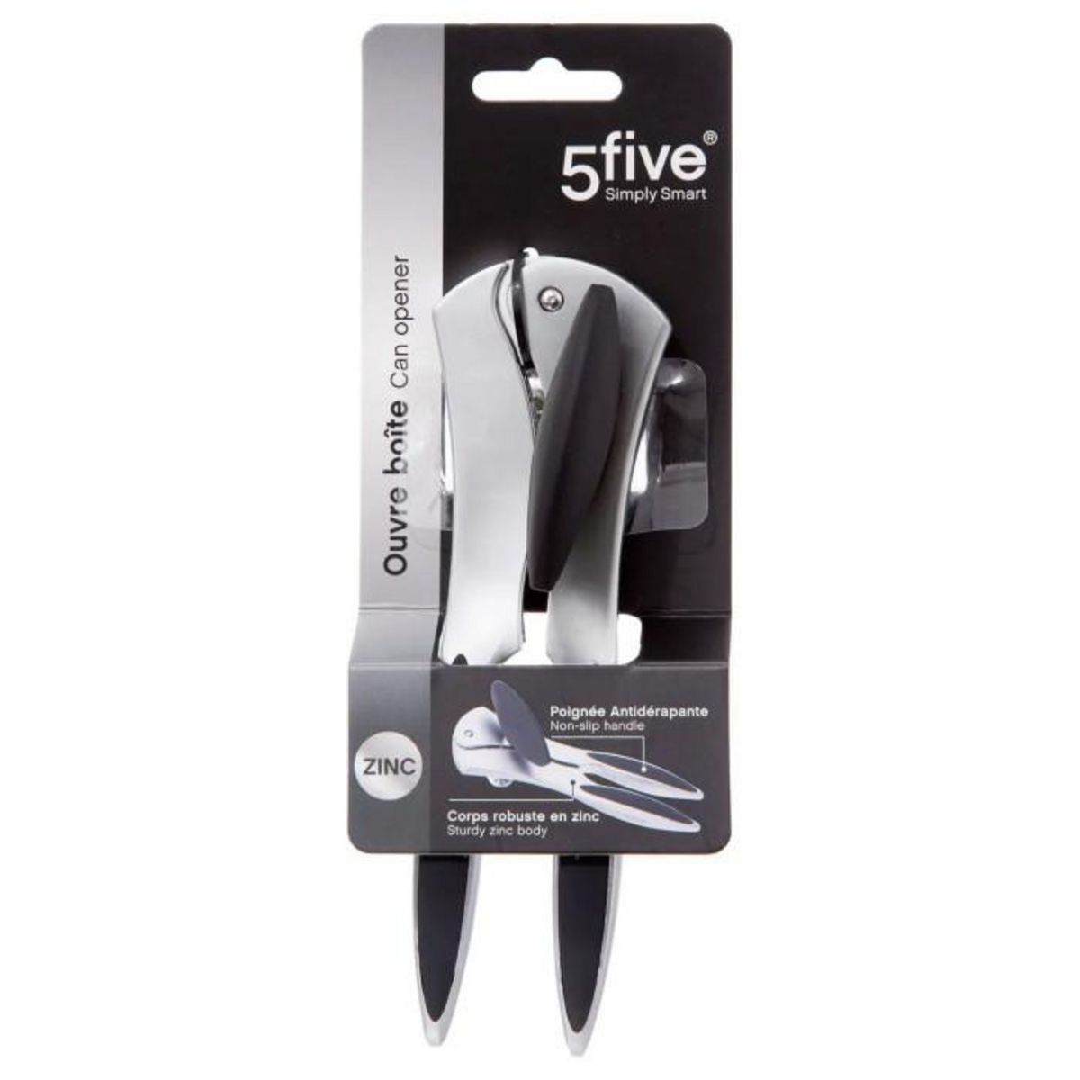 FIVE Ouvre-Boîte Antidérapant  Zinc  17cm Gris