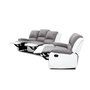 Voir la diapositive 7 : Canapé relax manuel bi- matière tissu gris  +pu Blanc HELENE