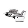 Voir la diapositive 7 : Canapé relax manuel bi- matière tissu gris  +pu Blanc HELENE