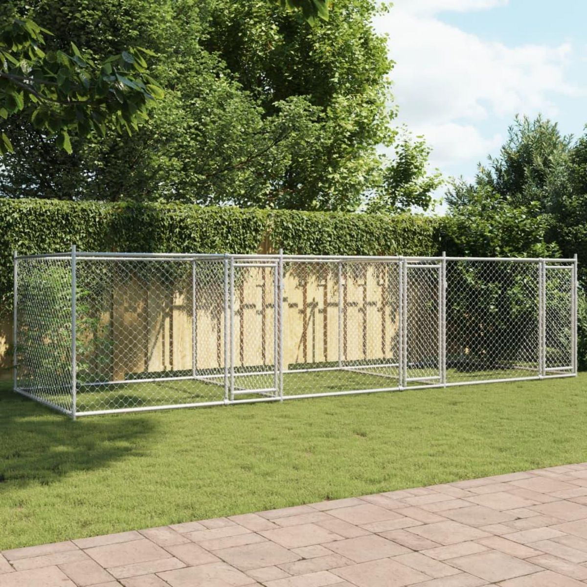 VIDAXL Cage pour chien avec portes gris 6x2x1,5 m acier galvanise