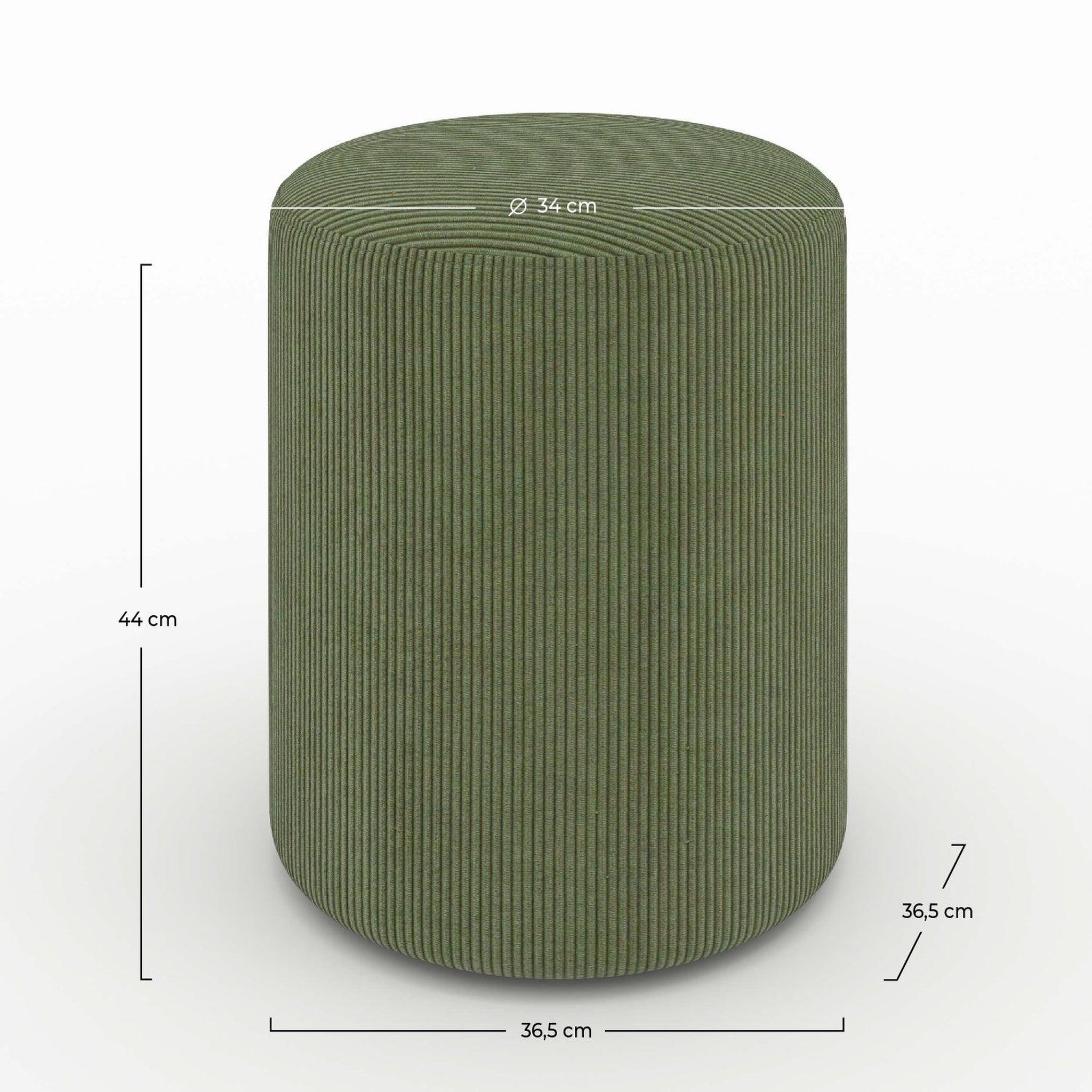 Voir la diapositive 4 : MAISON PAVANE Pouf rond en velours côtelé vert-lily