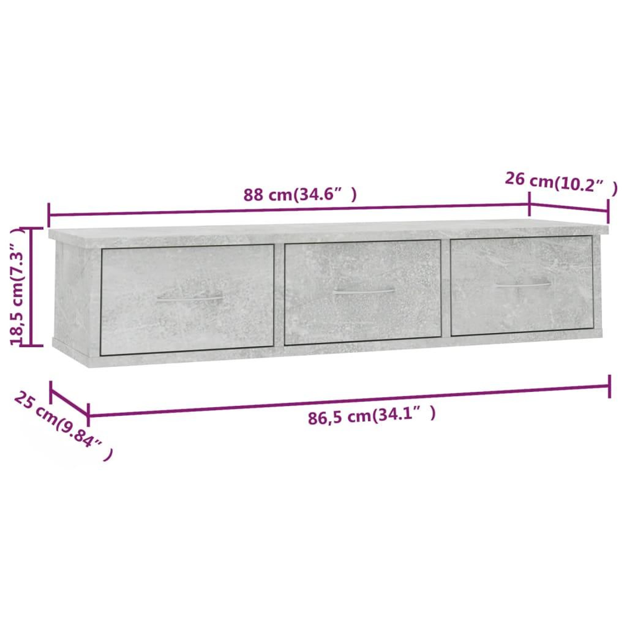 Voir la diapositive 6 : VIDAXL Etagere murale avec tiroirs Gris beton bois d'ingenierie