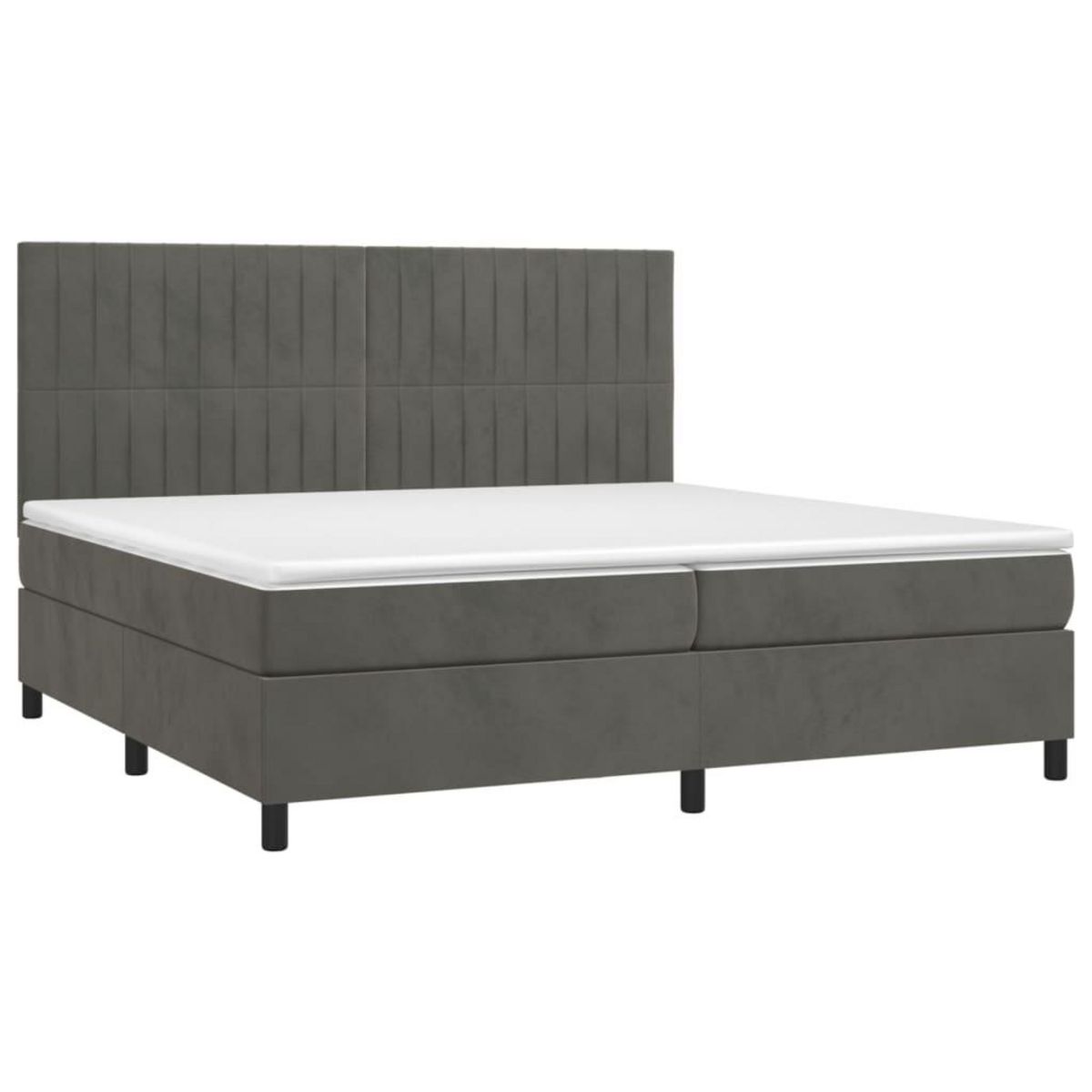 VIDAXL Sommier a lattes de lit et matelas Gris fonce 200x200cm Velours