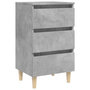 Voir la diapositive 2 : VIDAXL Table de chevet avec pieds en bois solide gris beton 40x35x69cm