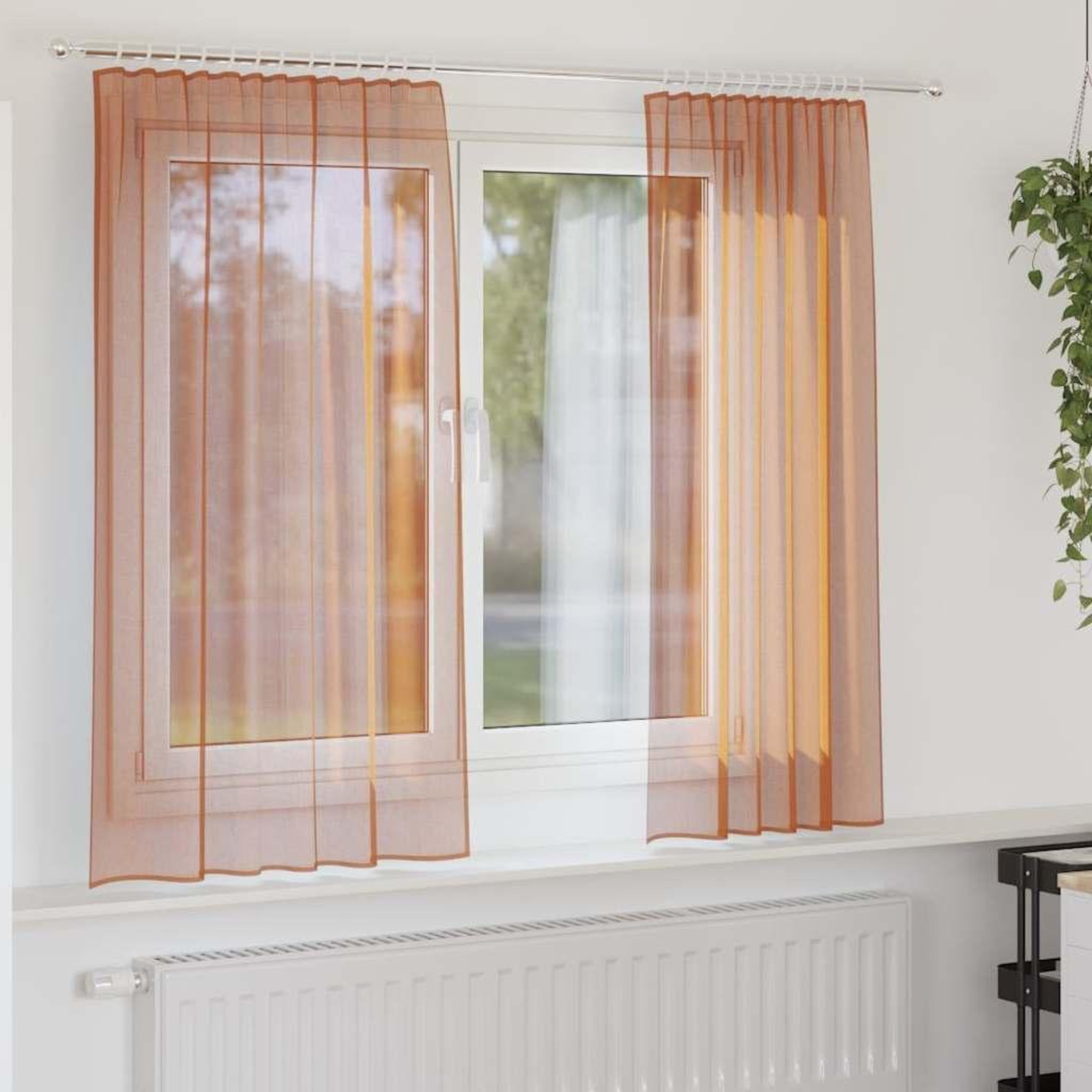 VIDAXL Rideaux en voile avec boucles 2 pcs terre cuite 140x140 cm