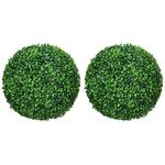 HOMCOM Lot de 2 buis artificiels topiaires artificielles en forme de boule Ø 40 cm PE vert. Coloris disponibles : Vert