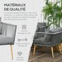 Voir la diapositive 6 : OUTSUNNY Salon de jardin 4 places 4 pièces design scandinave acier époxy résine filaire PE coussins inclus gris