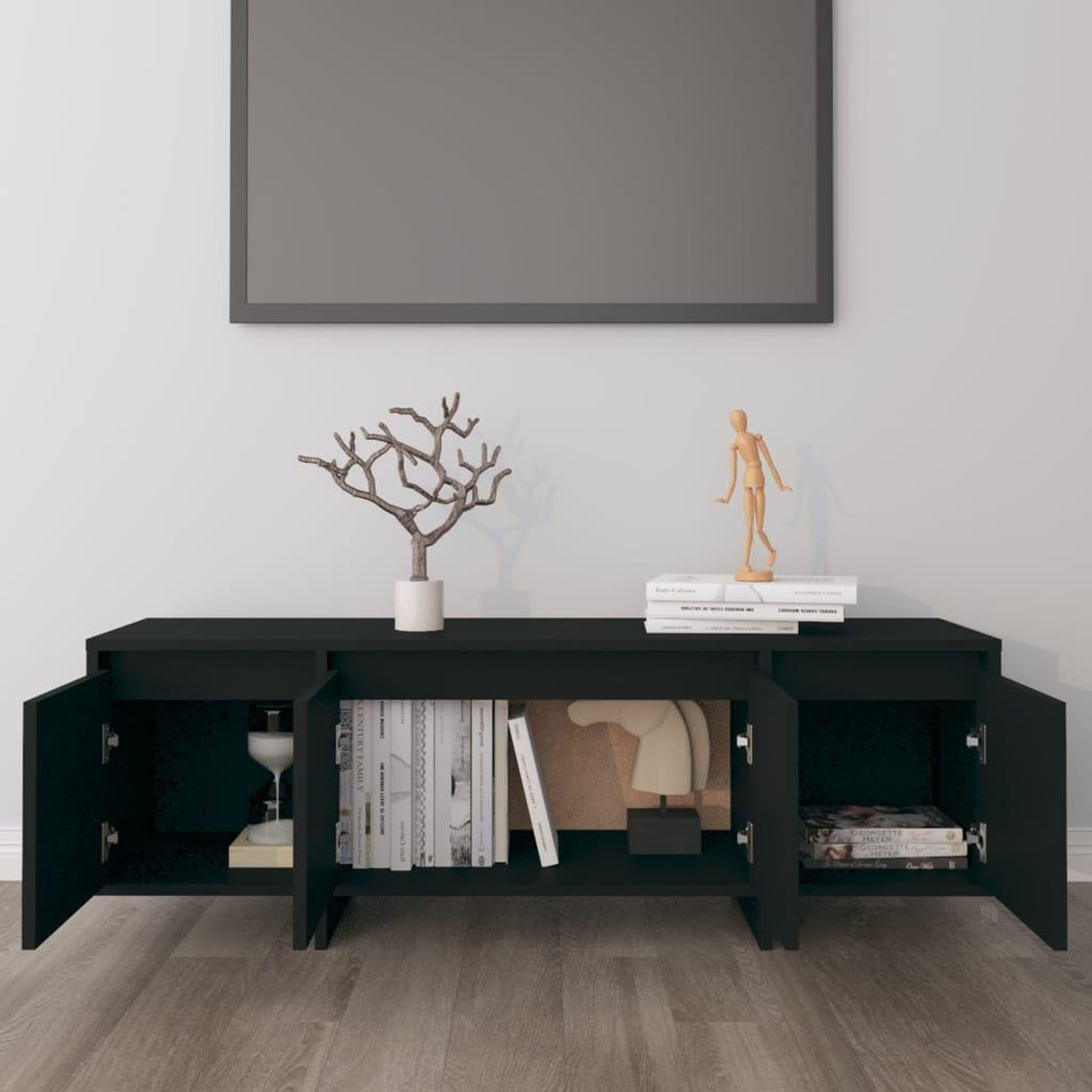 Voir la diapositive 3 : VIDAXL Meuble TV Noir 120x30x40,5 cm Bois d'ingenierie