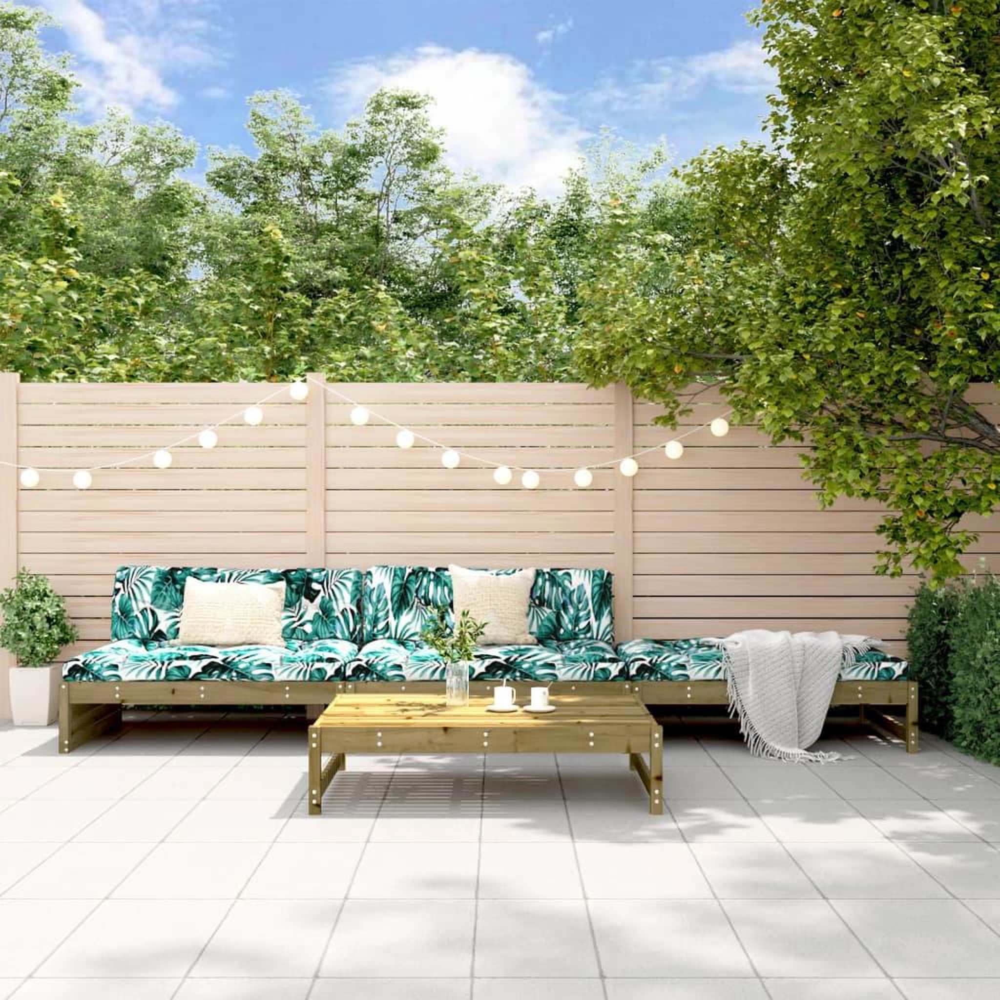VIDAXL Salon de jardin 4 pcs avec coussins bois de pin impregne