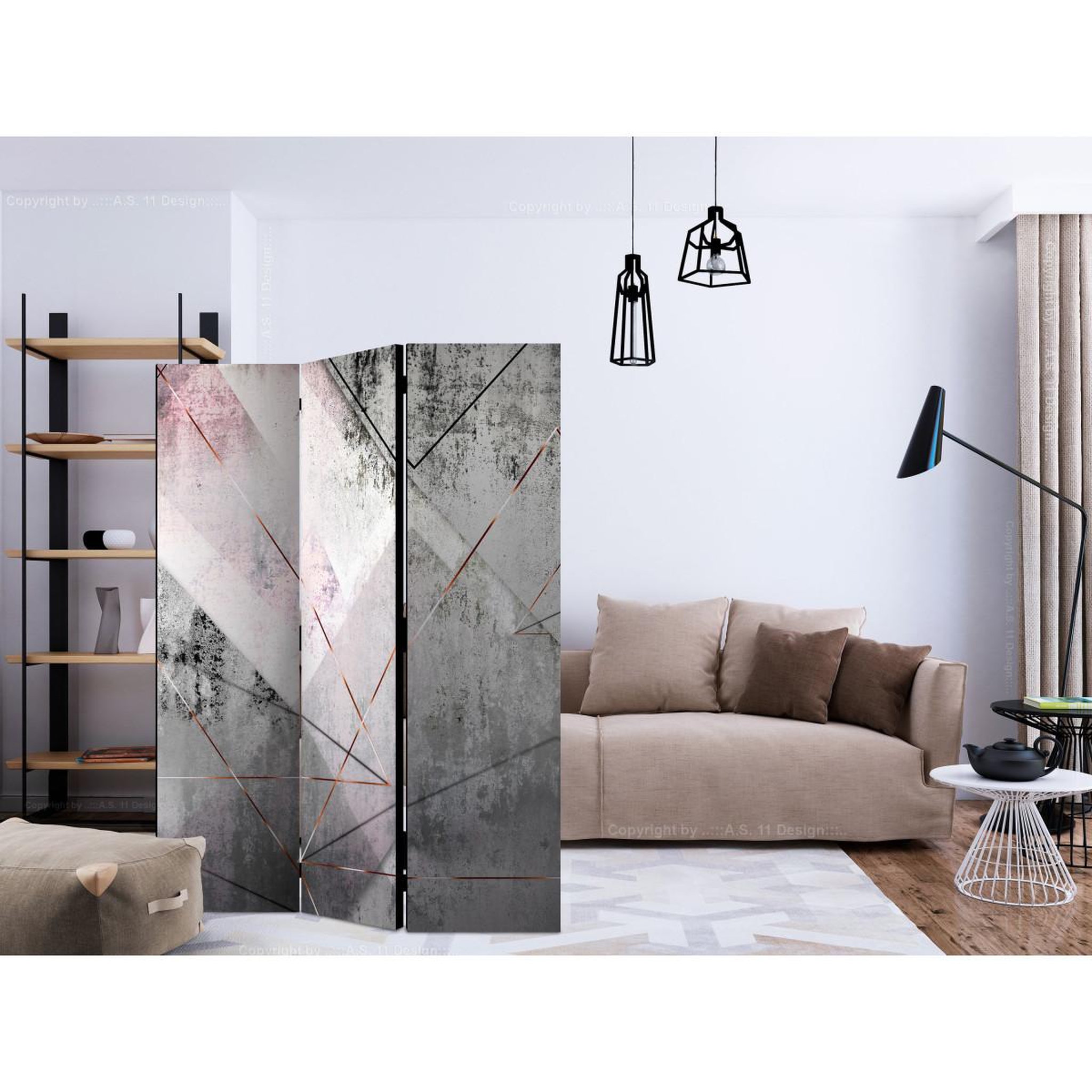 Voir la diapositive 2 : Paris Prix Paravent 3 volets  triangular perspective  135x172cm