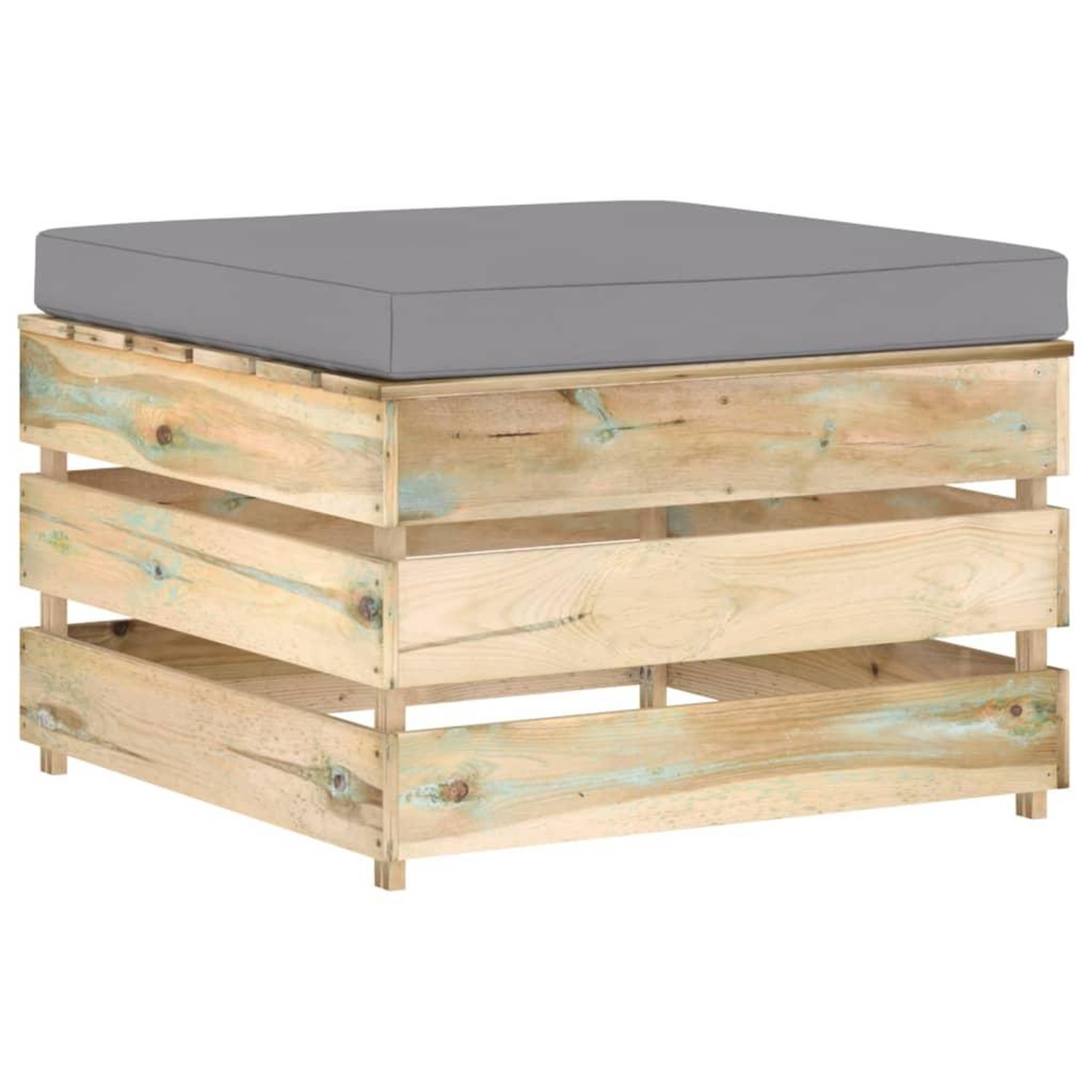 Voir la diapositive 1 : VIDAXL Pouf sectionnel avec coussin Bois impregne de vert