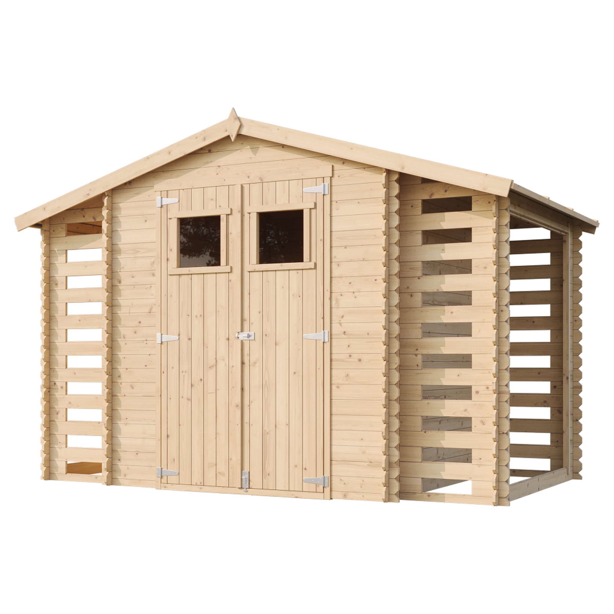 Voir la diapositive 3 : TIMBELA Abri de jardin en bois et range bûches extérieur - 3,53 + 0,97+0,97 m2 m391