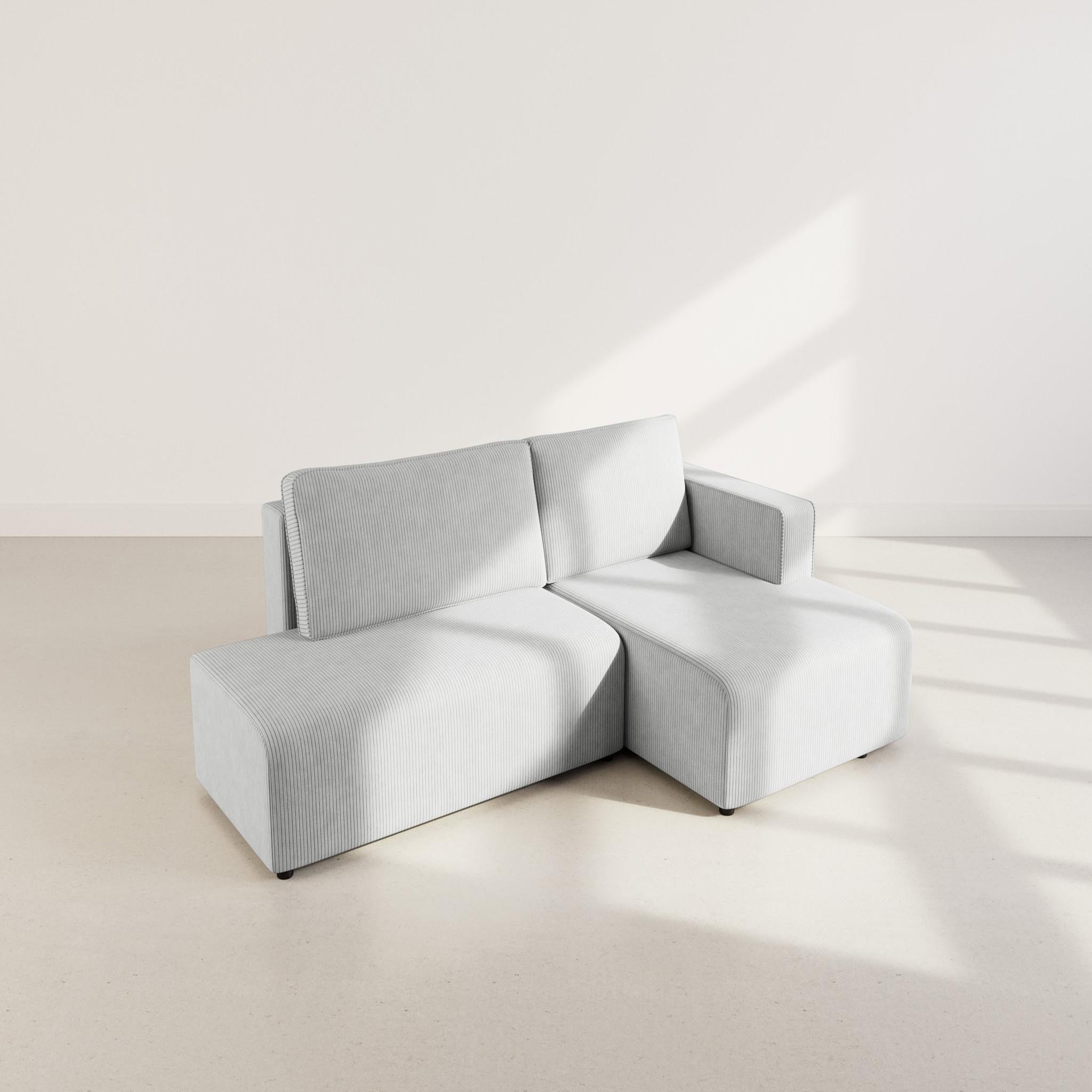 Voir la diapositive 6 : BEST MOBILIER Topaze - canapé d'angle droit 4 places convertible avec coffre en velours côtelé