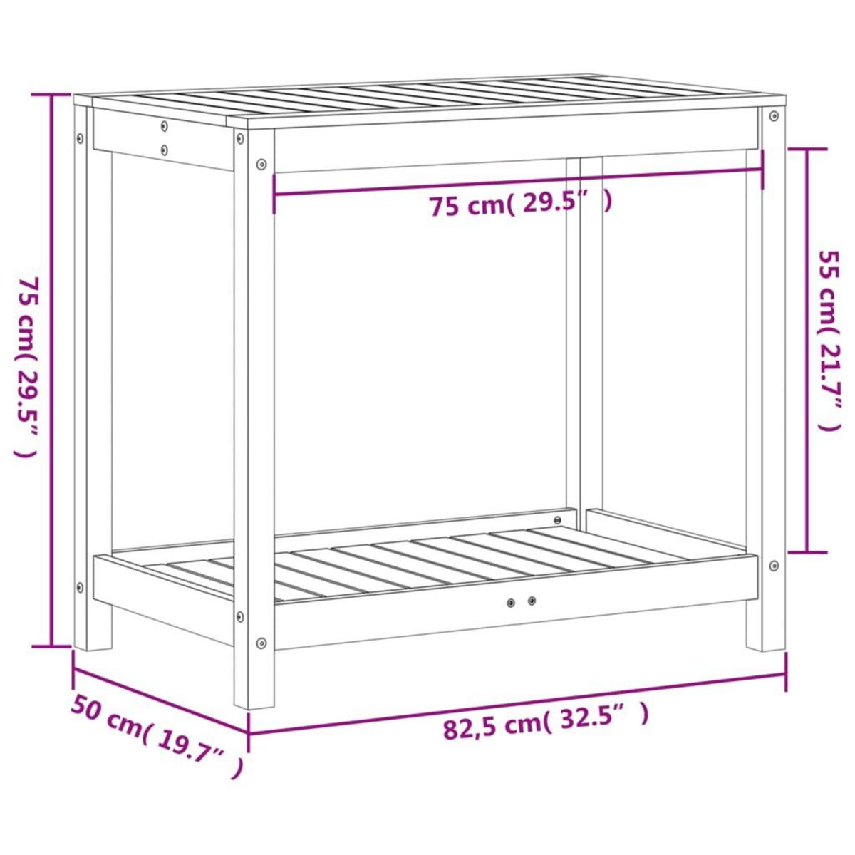 VIDAXL Table de rempotage avec etagere cire marron bois massif de pin