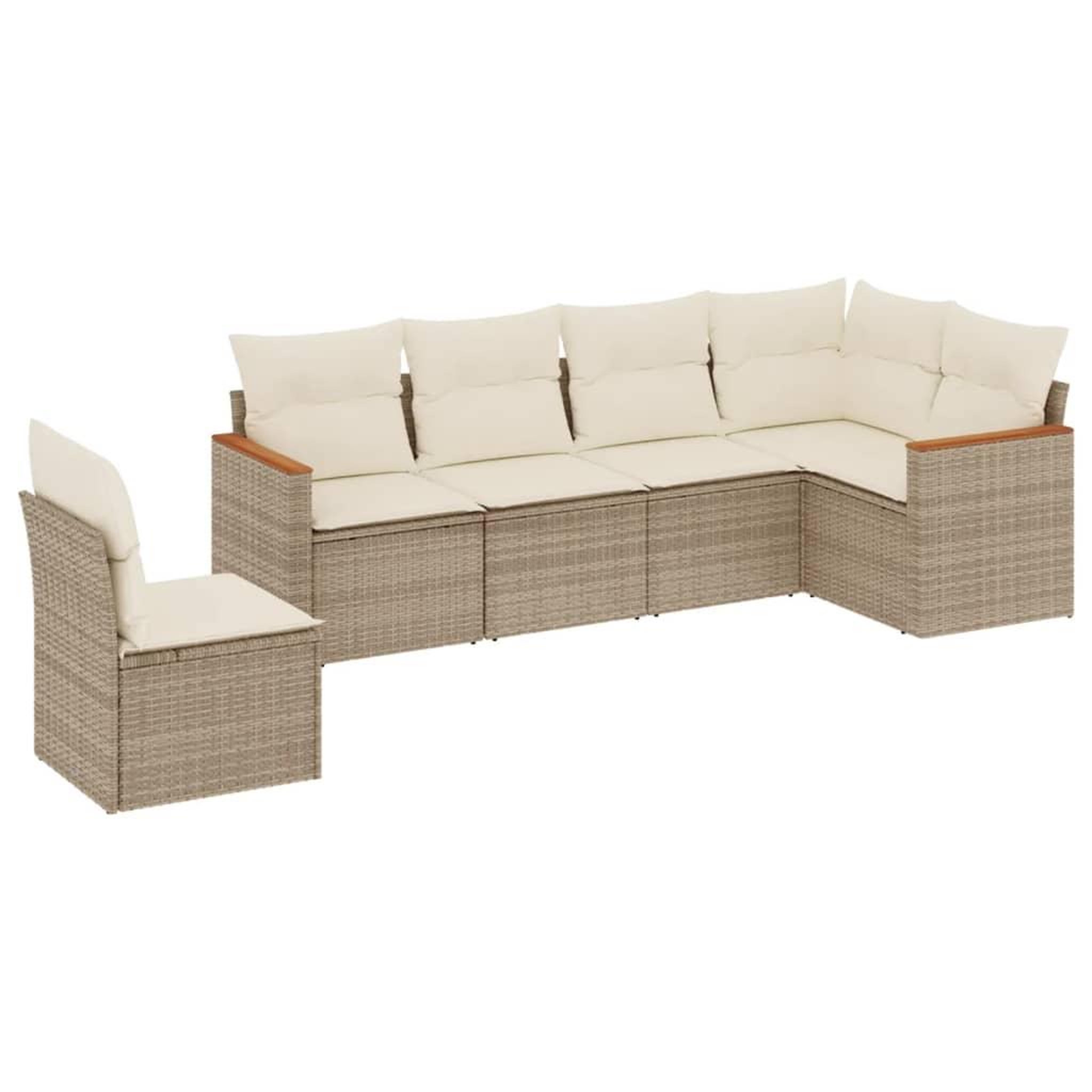 Voir la diapositive 2 : VIDAXL Salon de jardin avec coussins 6 pcs beige resine tressee